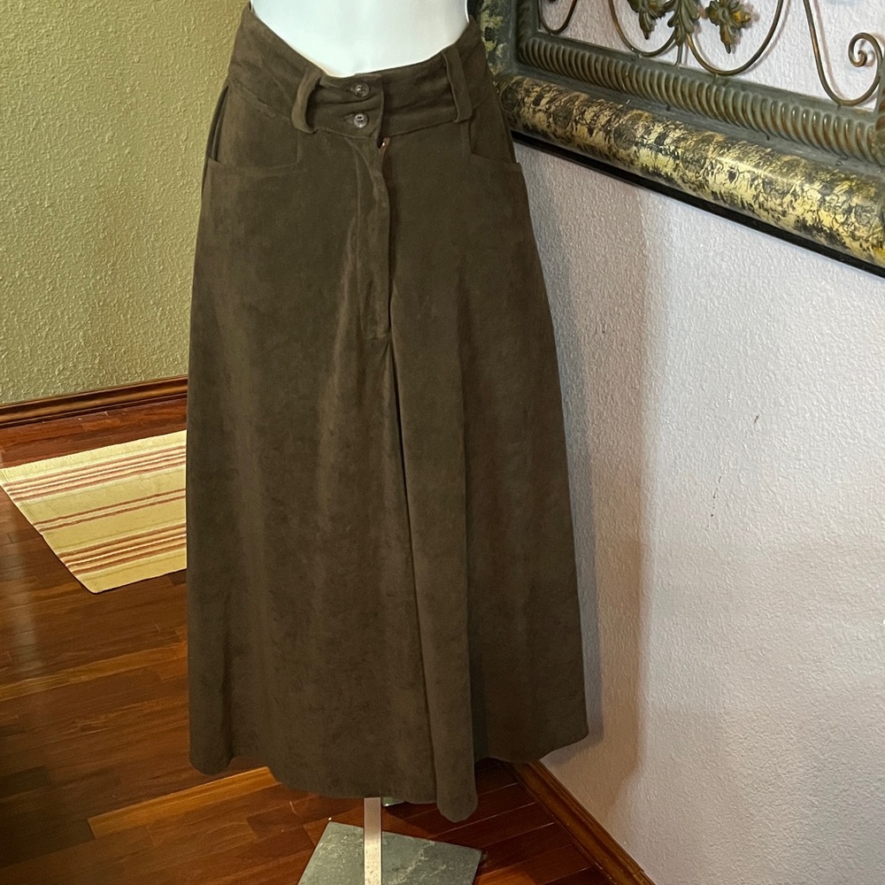 VTG Banjo Culottes Riding Skirt in  Suede Rich Brown Sz 5/6